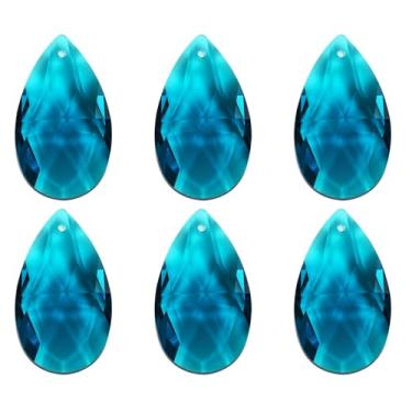 Imagem de Pingentes de cristal K9, contas de gota, pacote com 6 peças de prismas de lustre de 38 mm, contas penduradas, lâmpada DIY para decoração de artesanato, azul celeste