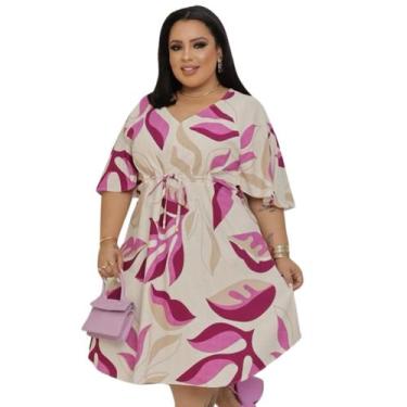 Imagem de Vestido BATA Plus Size - ZIEM, Bege folhas, Único PLUS (48/56)