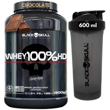 Imagem de Whey Protein 100 HD Pure 3W Isolado Hidrolisado Concentrado POTE 900g COQUETELEIRA 600ml Black Skull-Unissex