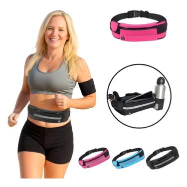 Imagem de Pochete Esportiva Premium Impermeável para Corrida, Academia, Bike e Trilha | Porta Celular, Garrafa e Cinta Fitness Slim Unissex Compacta, Confortável e Durável – Preto