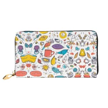 Imagem de XLLingL Carteiras de cartão de crédito impressas, bolsas longas de couro femininas, carteiras com zíper, carteira de viagem simples