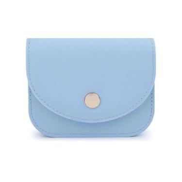 Imagem de Carteira feminina Pur Blue PU pequena, fina e minimalista com bloqueio de RFID, com zíper, cartão de crédito fino de grande capacidade