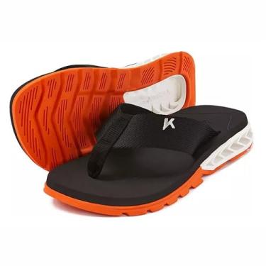 Imagem de Kenner Chinelo Sandália Masculino Rakka Extramacio, Preto, Solado Megatratorado, Palmilha Macia (Laranja/Branco/Preto, BR, Adulto, Numérico, 43)