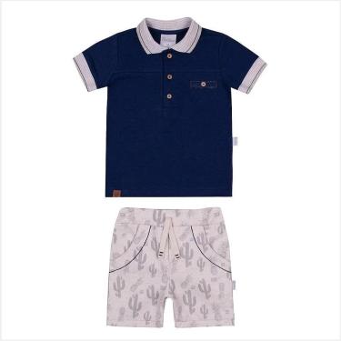 Imagem de Conjunto Bebê Menino Camisa + Shorts Estampado Paraiso 13959-Masculino