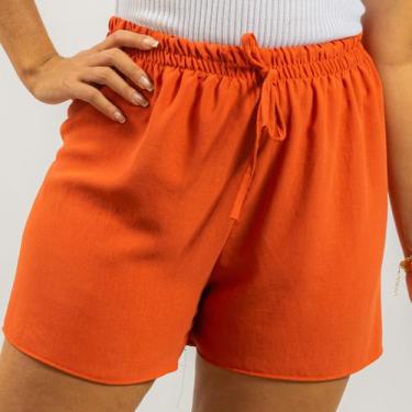 Imagem de Short Duna Feminino Soltinho Cós Alto Com Elástico Casual - 40 Graus M