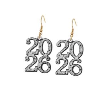 Imagem de Brincos femininos de ano novo de 2026, brincos pendentes de acrílico com glitter delicado, joias exclusivas para festas de fim de ano, Acrílico, Sem pedra preciosa