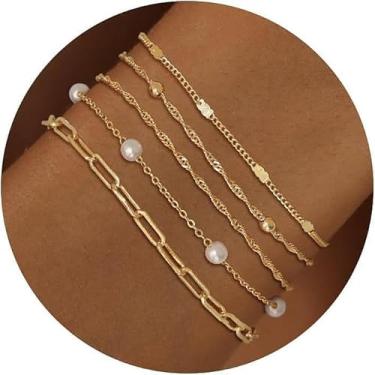 Imagem de Pulseiras de corrente de liga de 19 cm estilo boêmio kit platina para homens mulheres joias minimalistas DIY, One Size, liga metálica, Sem Pedra Preciosa