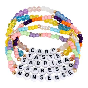 Imagem de KINFERTE Para Sabrina Carpinteiro Mercadoria Presentes Inspirados Pulseiras Concerto Roupa Álbum Pôster de Vinil Camisa 5 Conjuntos Empilháveis Elásticos Pulseiras Amizade Mercadoria Joias Presentes