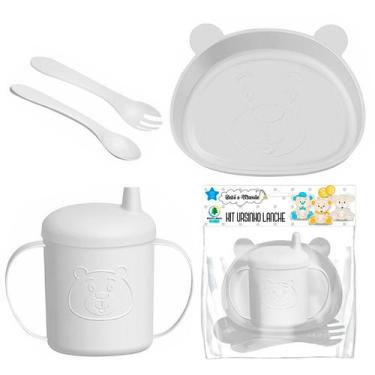 Imagem de Kit Introdução Alimentar Infantil Prato Talher E Copo Para Crianças Co