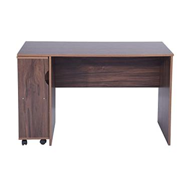 Imagem de U5GAAALPPQ9 Mesa de computador de 120 cm C com estante móvel para escritório em casa, mesa de escrita, moderna e simples, canto que economiza espaço, mesa de jogos, nogueira