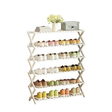 Imagem de Sapateira dobrável para sapatos, organizador portátil de armazenamento de sapatos, 6 camadas, grande capacidade para bandeja de sapatos para entrada interna, casa, banheiro, organizador de sapatos