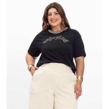 Imagem de Blusa Manga Curta Feminina Plus Size Secret Glam Preto, Plus G1, Preto