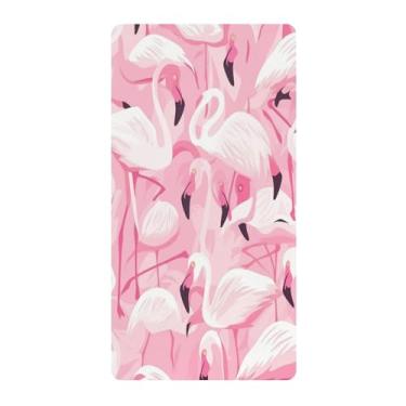 Imagem de Blueangle Lençol de berço padrão para berço infantil - Lençóis de algodão macio e respirável com flamingos rosa (228)