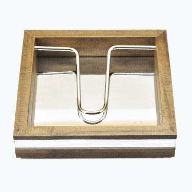 Imagem de Porta-Guardanapos -CLASSIC- Espelhado haste metal Madeira cor Marrom -