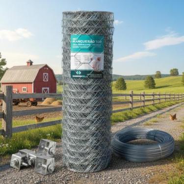 Imagem de Tela Mangueirão Galvanizada Fio 18 Malha 3 1,50x50m Catraca 4un Rolo 1