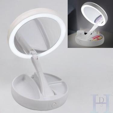 Imagem de Espelho de Mesa Dupla Face Luz Led Com Aumento 10x Maquiagem - ReparoC