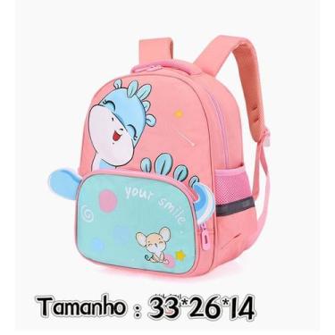 Imagem de Mochila Escolar Infantil Menino Menina Dinossauro 030 Cor:Rosa 041 - o