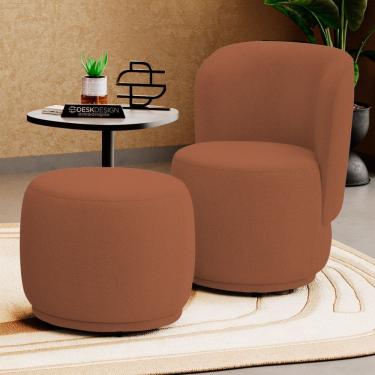 Imagem de Poltrona Decorativa com Puff Orgânico Molly Bouclê Terracota - Abmaza