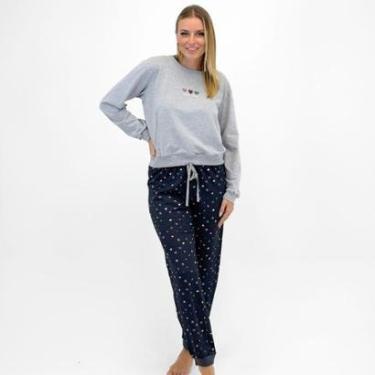 Imagem de Pijama Lupo Moletinho Manga Longa com Calça Estampada Feminino-Feminino