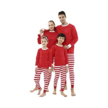 Imagem de Pijamas De Natal Em Listras Vermelhas E Brancas Para Família, Roupas D