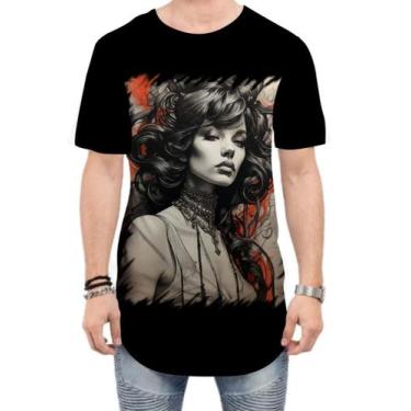 Imagem de Camiseta Longline Pintura a Carvão Mulher Arte Esfumaçada 2 - Kasubeck