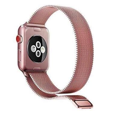 Imagem de Pulseira Magnética Compatível Apple Watch 42mm 44mm 45mm 49mm Aço Inox