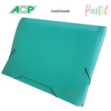 Imagem de Pasta Sanfonada A4 12 Divisórias Cores Pastel A Escolha ACP,  Verde