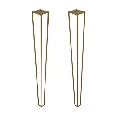 Imagem de Kit 2 Pés de Mesa Hairpin Legs Gran Belo G41 para Mesa de Canto e Aparador Ferro Maciço 60cm Dourado