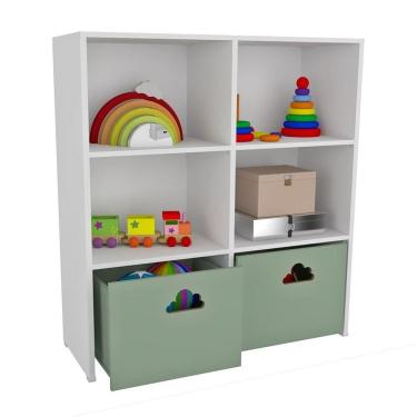 Imagem de Estante de Nichos com Baús Nuvem Simon 114CM MDF Branco Woodcore