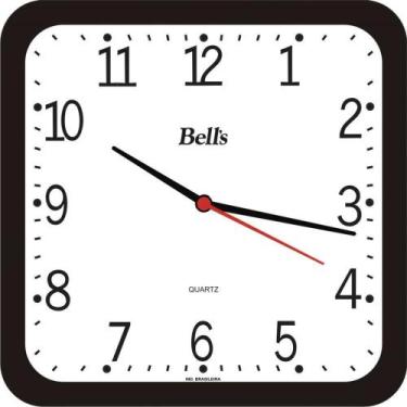 Imagem de Relogio de Parede Quadrado Preto 21,3CM. - BELLS