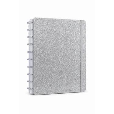 Imagem de Caderno Disko Grande G Capa Dura Disco Reposicionável Shine Prata