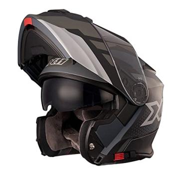 Imagem de Capacete Moto X11 Turner Prisma Articulado Óculos interno Fumê Preto com cinza fosco 62