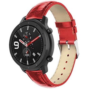 Imagem de Pulseiras NSmart compatíveis com Amazfit GTR 47MM / GTR 2 / GTR 2e / GTR 3 / GTR 4 (Vermelho em couro)