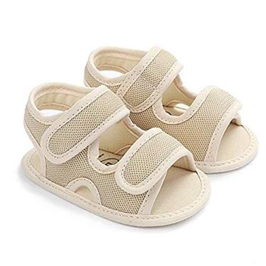 Imagem de Sandálias infantis infantis para meninos e meninas de verão e praia, respiráveis, antiderrapantes, macias, para recém-nascidos, primeiros passos, para berço, Jml2091/Khaki, 6-12 Months Infant