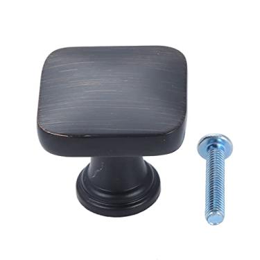 Imagem de Botão quadrado de latão único buraco punho vintage pull 29mm vintage decorativo dourado/preto/vermelho armário armário gaveta w/parafuso YYDFPIIA (Color : Antique Red)