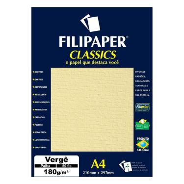 Imagem de Papel Vergê A4 Filipaper Classics 180G 50 Folhas Palha