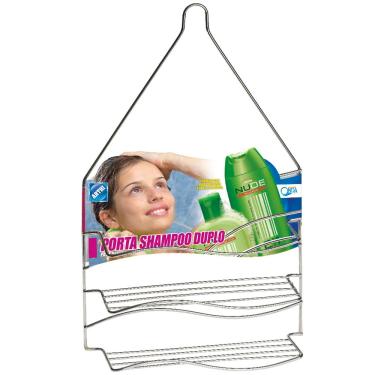 Imagem de Porta-Shampoo Duplo Arthi Onda 1565 p/ Pendurar - Cromado