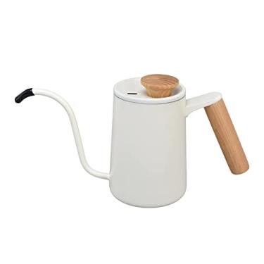 Imagem de Chaleira com bico de pescoço de ganso com cabo de aço inoxidável, bule de gotejamento longo pescoço de ganso chaleira de café bule de chá branco fosco (#2)