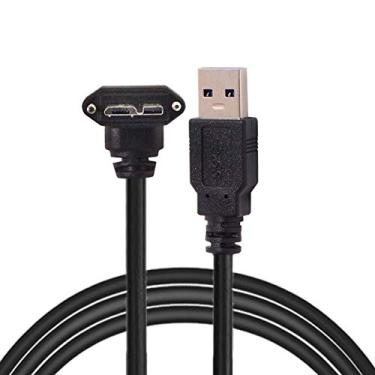 Imagem de Cablecc 1,2 m 90 graus inclinado micro USB parafuso montagem para cabo de dados 3.0 para câmera industrial