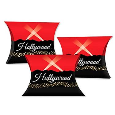 Imagem de Big Dot of Happiness Red Carpet Hollywood - Caixas de presente para lembrancinhas - Caixas de travesseiro pequenas para festa à noite de filme - Conjunto com 20