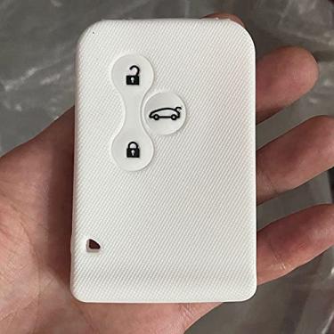 Imagem de YJADHU Capa de borracha de silicone para cartão de chave de carro 3 botões capa de chave de carro, apto para Renault Clio Megane Grand Scenic, branco