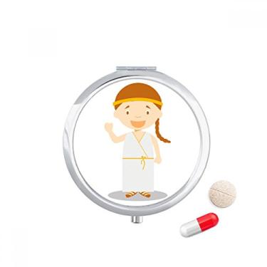 Imagem de Vestido branco longo com estampa de desenho da Grécia, caixa de armazenamento de medicamentos, dispensador de recipiente