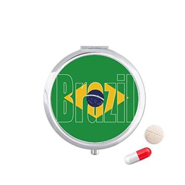 Imagem de Caixa de comprimidos com nome da bandeira do Brasil, caixa de armazenamento de medicamentos, dispensador de contêiner