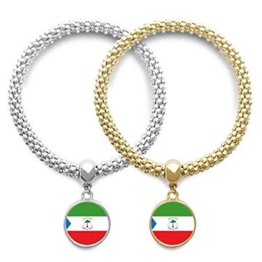 Imagem de DIYthinker Bracelete com a bandeira nacional da Guiné Equatorial da África, pingente, joia para presente de casal