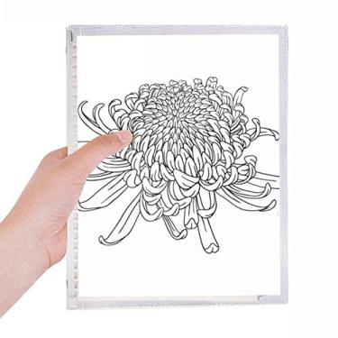 Imagem de Caderno de flor de planta com desenho de crisântemo e folhas soltas para diário recarregável