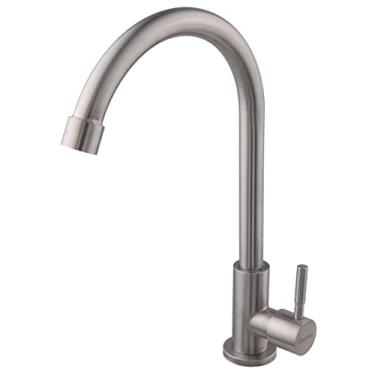 Imagem de Torneira aço inox cozinha giratoria 1/4 de volta escovado