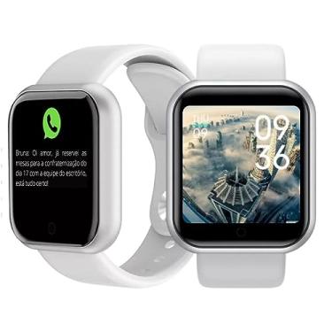 Imagem de SmartWatch Relógio Pulseira Inteligente Bluetooth Carregamento Rápido com Notificações, Resistência à água, Monitor Sensível ao Toque, entre outras funções inteligentes (Branco)