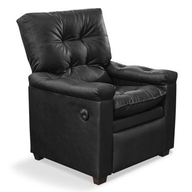 Imagem de Poltrona do Papai Reclinável Imperador com Massageador Couro Facto Preto - SOFA STORE