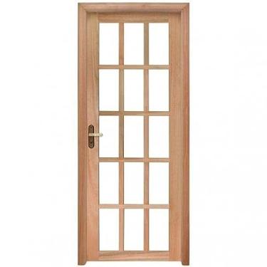 Imagem de Porta para Vidros Quadriculados com Marco Fechadura e Guarnições Rondosul Natural
