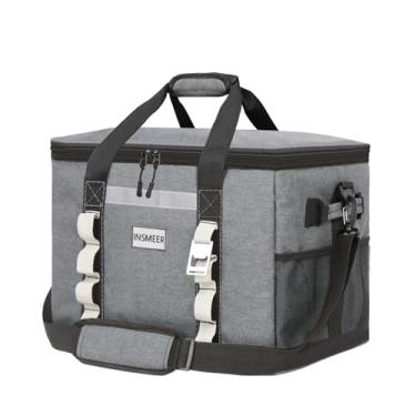 Imagem de INSMEER Bolsa Termica Isotérmico Grande Cooler Bag Sacola Para Acampamento, 48 Litros, Cinza Escuro